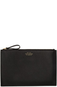 Smythson - Pochette noire Panama Gusseted