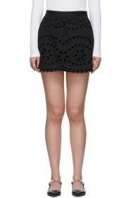 RED Valentino - 黑色刺绣华达呢短裤