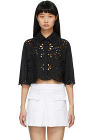 RED Valentino - Black Cropped St. Gallen Shirt
