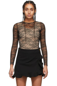 RED Valentino - Black Lace Long Sleeve Bodysuit