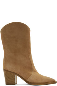 Gianvito Rossi - Bottes en suède beiges Denver