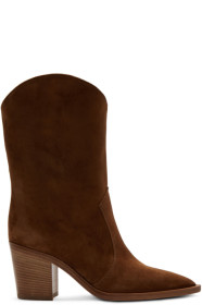 Gianvito Rossi - Bottes en suède brunes Denver