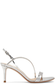 Gianvito Rossi - Silver Metallic Crystal Manhattan Strappy 70 Sandals