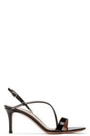 Gianvito Rossi - Black Patent Crystal Manhattan Strappy 70 Sandals