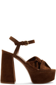Gianvito Rossi - Brown Suede Twisted 70 Heeled Sandals