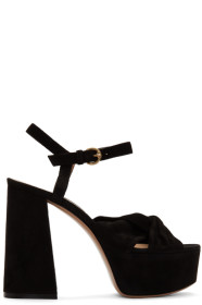Gianvito Rossi - Black Suede Twisted 70 Heeled Sandals