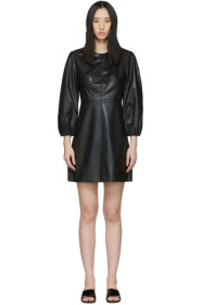 Tibi - Black Faux-Leather Structured Mini Dress