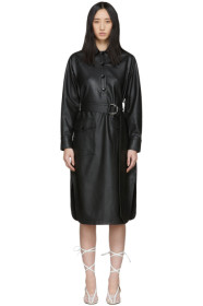 Tibi - Black Faux-Leather Shirt Dress