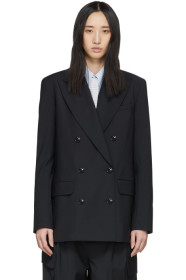 Tibi - ネイビー ウール ダブルブレスト ブレザー