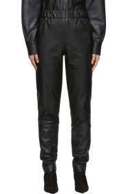 Tibi - Black Faux-Leather Pull-On Trousers