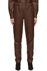 Tibi - Brown Faux-Leather Pull-On Trousers