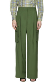 Tibi - Green Wool Pleated Cargo Trousers