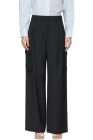 Tibi - ネイビー ウール プリーツ カーゴ トラウザーズ