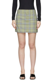 Tibi - Green & Beige Recycled Check Miniskirt