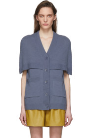 Tibi - Cardigan bleu Spring Cocoon Cape
