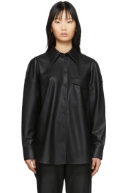Tibi - ブラック フェイクレザー ユーティリティ ブラウス