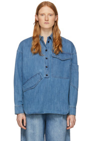 Tibi - Blue Denim Oversized Cocoon Shirt