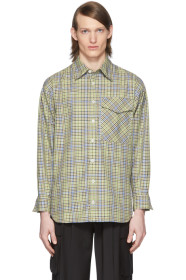 Tibi - SSENSE Exclusive Green & Beige Check Recycled Utility Shirt