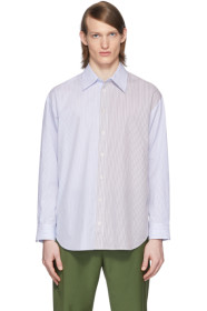 Tibi - SSENSE Exclusive White & Blue Collage Shirt