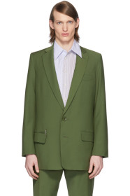 Tibi - SSENSE Exclusive Green Eamon Long Blazer