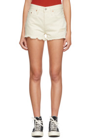 Levi's - Off-White Distressed 501 Original Shorts