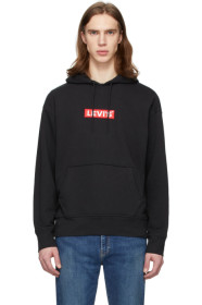Levi's - ブラック グラフィック プルオーバー フーディ