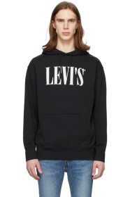 Levi's - ブラック リラックス グラフィック フーディ