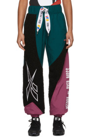Reebok by Pyer Moss - Pantalon de survêtement en sherpa vert et noir Collection 3
