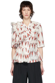 Charles Jeffrey Loverboy - 白色 & 红色 Rofl Heart Print 真丝上装