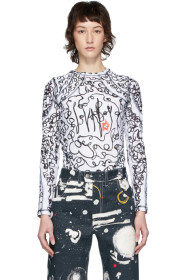 Charles Jeffrey Loverboy - 白色 & 黑色 Scribble Sports 长袖 T 恤