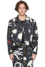 Charles Jeffrey Loverboy - Navy Denim Asteroids Print Jacket