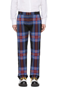 Charles Jeffrey Loverboy - Navy Seersucker Tartan Trousers