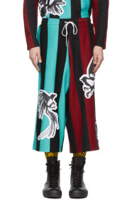 Charles Jeffrey Loverboy - Red & Blue Magpie Stripe Bermuda Shorts