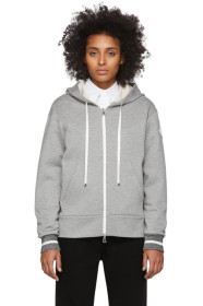 Moncler - Grey Logo Patch Zip Hoodie