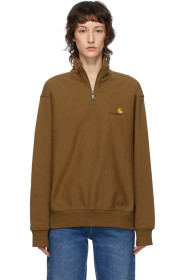 Carhartt Work In Progress - Brown American Script Half-Zip Pullover