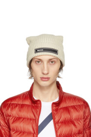 Moncler - 灰白色针织毛线帽