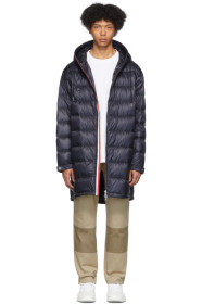 Moncler - Manteau en duvet bleu marine Trayas