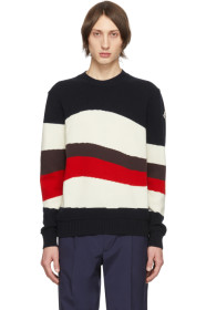 Moncler - Tricolor Wool & Mohair Red Wave Sweater