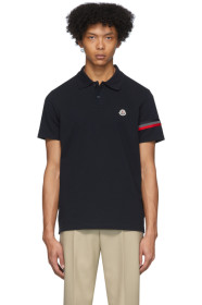 Moncler - Polo noir Striped Sleeve