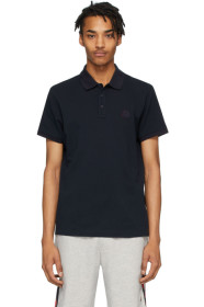 Moncler - Polo en piqué bleu marine