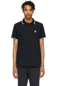 Moncler - Polo à écusson à logo bleu marine