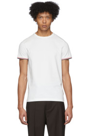 Moncler - T-shirt blanc Striped Sleeves