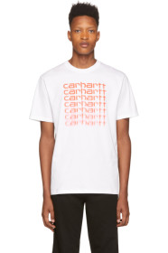 Carhartt Work In Progress - 白色 & 橙色 Fading Script T 恤