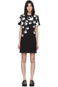 McQ Alexander McQueen - 黑色 & 白色 Swallow T 恤连衣裙