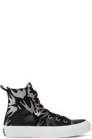 McQ Alexander McQueen - Black & White Swallow Plimsoll High-Top Sneakers