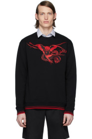 McQ Alexander McQueen - Pull molletonné noir et rouge Embroidered Graphic