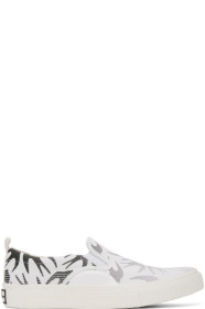 McQ Alexander McQueen - Baskets à enfiler blanches et noires Plimsoll