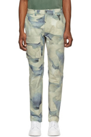 Reese Cooper - Pantalon cargo en lin à motif camouflage vert Watercolor