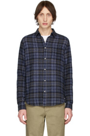 Norse Projects - Chemise en gaze à carreaux bleu marine Osvald