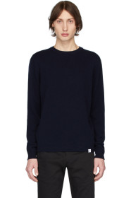 Norse Projects - Pull en laine d'agneau bleu marine Sigfred